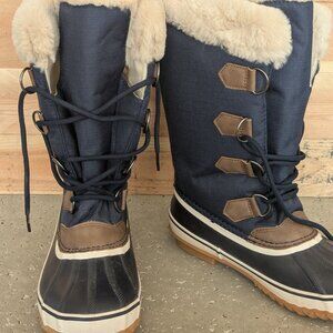 Like NEW Women's JBU navy lace-up winter boots, size 8. Comfy and warm.